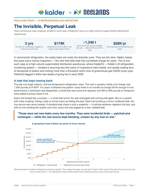 First page of Case Study 01: Refrigeration Leak Detection (PDF)